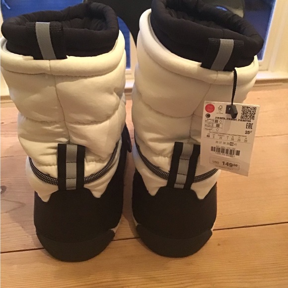 Zara NWT WATER RESISTANT AND WATER REPELLENT QUILTED BOOTS Size 9 Black & White - Picture 8 of 8
